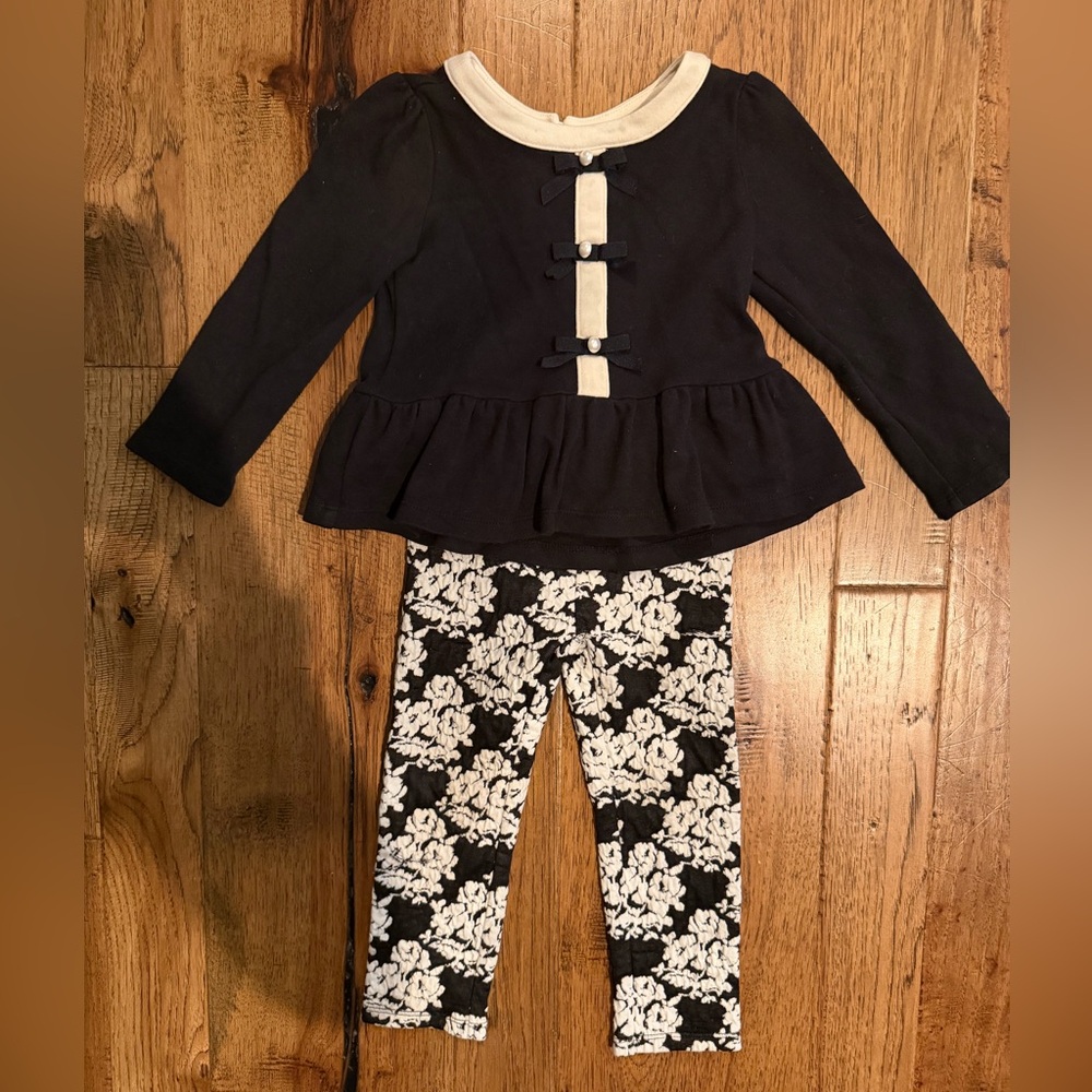 Janie and Jack Black Peplum Too and Leggings